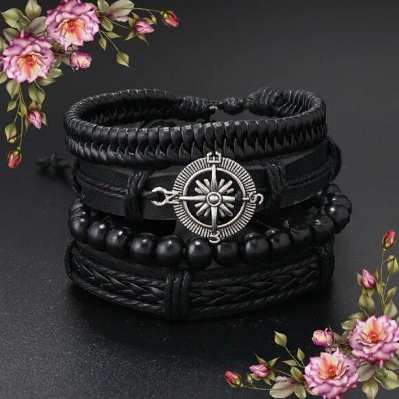 4Pcs/Set Compass Decor Bracelet Poly Urethane set - Picture 11 of 11